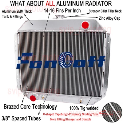 Aluminum 4 Core Radiator For 1968-1978 1976 Ford Bronco F-100 F-150 F-250 F-350. Foto 1 de 4