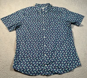 Camisa Nick Graham Everywhere Para Hombre XL Elastizada Calce Moderno Azul Marino Estampado Piña - Imagen 1 de 6