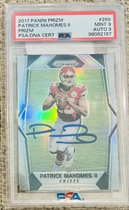 Patrick Mahomes Signed 2017 Prizm Rookie Card Mint 9 Autograph PSA/DNA RARE - Picture 1 of 4
