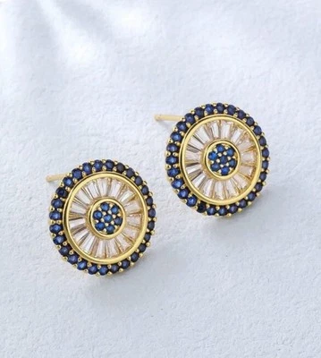 New❤️‍🩹Fashion Blue Small Stud crystal Gold Plated Earrings Jewelry Women - image 1 of 4