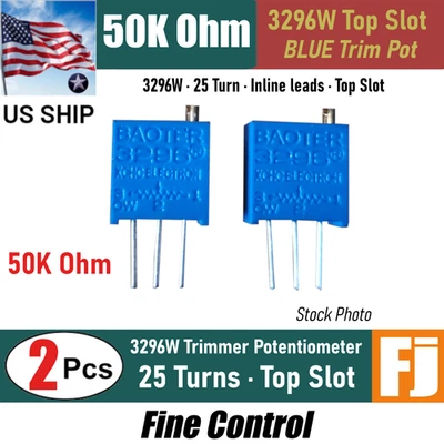2x 3296W 50K Ohm Trimmer Potentiometer (503) POT 25 Turn Top Slot | US Ship - Image 1 of 3