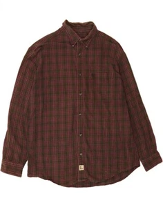 TIMBERLAND Mens Flannel Shirt XL Burgundy Check Cotton AB04 - Picture 1 of 3