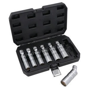 Thin Walled Swivel Magnetic Spark Plug Sockets 12 Point 3/8in Drive MM SAE 7pc - Picture 1 of 8