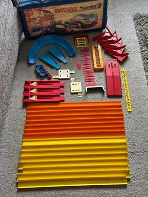 1970 Matchbox Superfast Vinyl Carry Case For Car Track sets & 48 Track Parts - Image 1 of 4