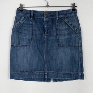 LOFT Skirt Sz 8 Blue Denim Utility 100% Cotton Back Slit Casual Classic * - Picture 1 of 9