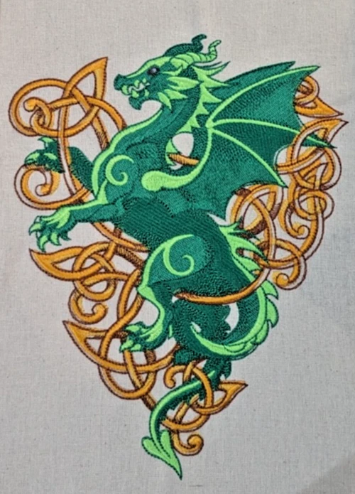 Embroidered Quilt Block Panel "Celtic Dragon" - Image 1 of 1