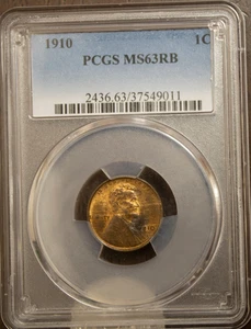 1910 Lincoln Wheat Cent PCGS MS63RB Lot 2084 - Picture 1 of 4