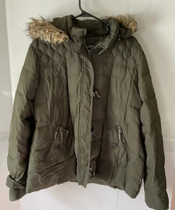 Lauren Ralph Lauren Damen XXL Grün Daunen Puffer Mantel Kunstfell Kapuze Winter - Bild 1 von 11