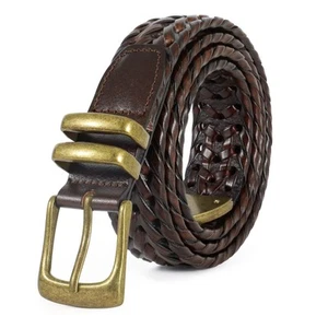 Braided Leather Belt for Men Casual Jeans Golf, Hand Braided Belts Men's Leat... - Picture 1 of 6
