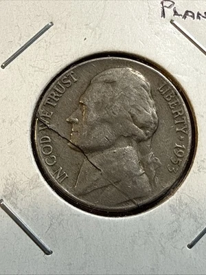 1953 5c Jefferson Nickel Defective Planchet EF Nice Coin See Pics 112803 - Image 1 of 4