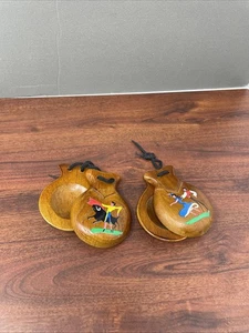 2 pares de castañuelas de madera vintage España - Imagen 1 de 7