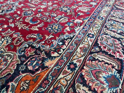 6x9 RED VINTAGE RUG ANTIQUE HANDKNOTTED BLUE traditional handmade oriental 7x10 - Image 1 of 4