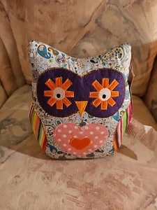Owl Door Stopper Weighted Stuffed Paisley Striped Heart Colorful!! NWT - Picture 1 of 2