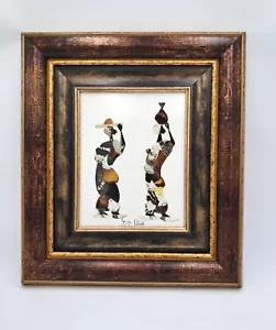 Vintage Central African Butterfly Wing Signed Wall Art Collage - Picture 1 of 9