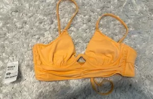 Shade & Shore women's Bikini top Underwire Shirred Keyhole Peach Size 34B - Picture 1 of 4