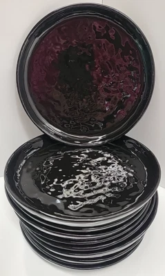 Caixa e cano MERCER preto texturizado aperitivo canape lanches pratos conjunto de 10 em excelente estado usado - Imagem 1 de 4