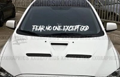 Fear No One Except God Parabrisas Calcomanía Adhesiva JDM Banner Coche Camión USDM SUV Foto 1 de 3
