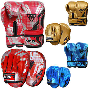 MCD Kids Boxing gloves and Focus Pads Junior Mitts Children Gel Pad MMA Gloves