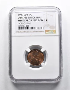 Mint Error 1909 VDB Lincoln Wheat Cent OBV Struck Thru NGC *1886 - Picture 1 of 3