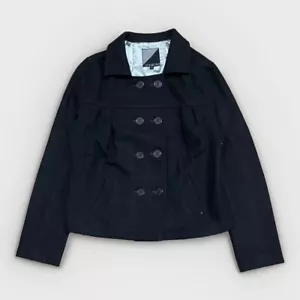 Volcom WMN Trapeze Cropped Wool Peacoat Dark Navy L - Picture 1 of 8