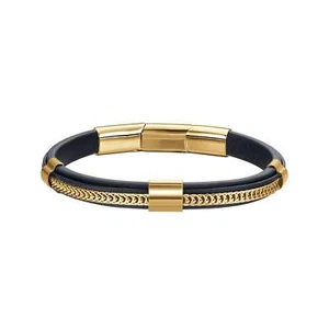 Bracciale uomo in cuoio e acciaio dorato Luca Barra BA1421 - Foto 1 di 2