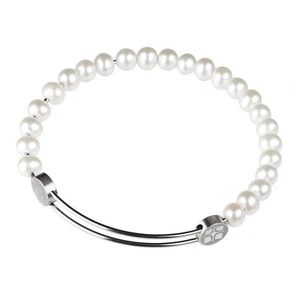 Ernstes Design Armreif Edelstahl A215 mit Süßwasserperlen Armband - Bild 1 von 3