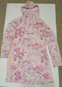 Women Pink & White No Boundaries XL 15/17 Tie Dye Side Striped Hoodie Dress   - Picture 1 of 6