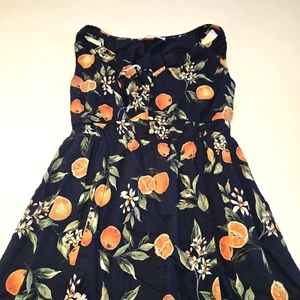 Maxi Vestido Loft Naranjas Floral Azul Oscuro Talla 2 - Imagen 1 de 10