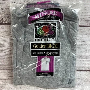 One NEW Vintage Fruit of the Loom Green Muscle Pocket T Shirt - X Large - Sealed - Picture 1 of 9