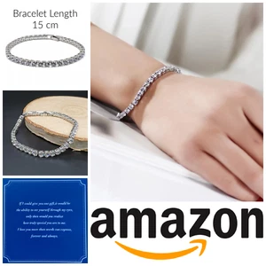 Womens Crystal Tennis Bracelet Birthday Christmas Cubic Zirconia Sparkling BOXED - Picture 1 of 9