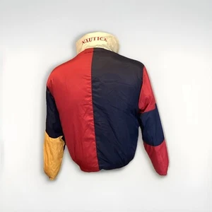 Nautica Vintage Red Blue Puffer Down Reversible Jacket  Large - Picture 1 of 11