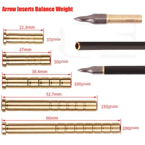 37-200Grain Brass Archery Arrow Inserts/Arrow Weight for ID6.2mm Arrow Shafts - Picture 1 of 10