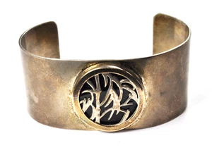 Brazalete recortado de ónix negro M & J Savitt Sterling & 14k 2 tonos 29 mm 5-3/4" - Imagen 1 de 3