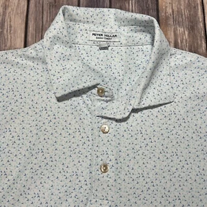 Camisa Polo de Golf Peter Millar Willis Geo Estampado Mediana Hombres Blanca Geométrica - Imagen 1 de 10