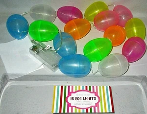 EASTER EGG LIGHTS 15 Ct Assorted Colors Battery Operated - Picture 1 of 2