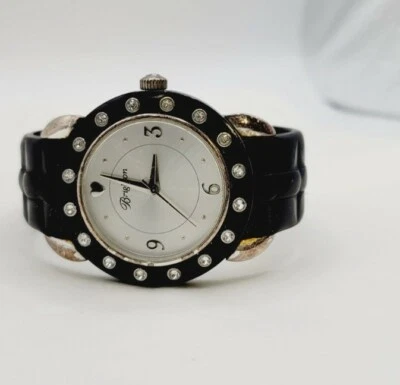 Brighton Гонконг часы новый аккумулятор черный группы кристалл акцент 9,25" - Изображение 1 из 4