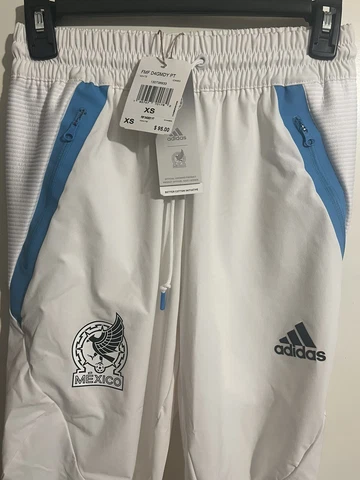 New Adidas Mexico World Cup Game Day Travel Pants White Men’s Size XS Cover