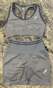 Do You Even Women Size L Blue Sports Bra and Shorts Set Activewear Compression - Picture 1 of 2