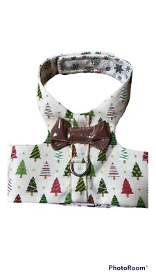 Hand Made Christmas Gold Bow Dog Harness Vest Size XS - 2390 - Image 1 of 2
