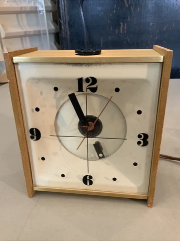 WORKS! Vintage Stancraft High Time Ceiling Light Alarm Clock Mid Century Cover