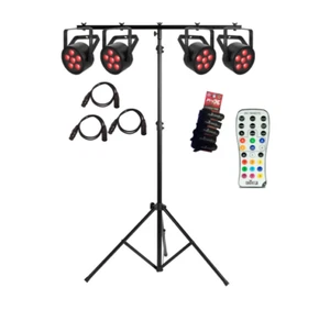 Chauvet DJ SlimPAR H6 ILS HEX Par 4 Pack with 9' Tripod + T-Bar - Picture 1 of 5