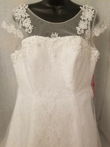 QQC Bridal Womens Wedding Dress White Floral Size US 16 NEW - Picture 1 of 12