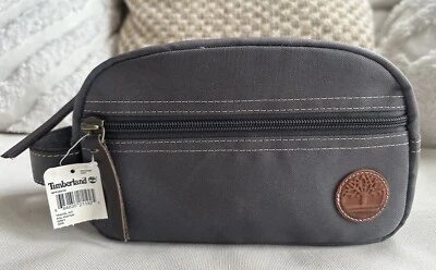 NUEVO CON ETIQUETAS Timberland Para hombres Lona Cremallera Clásico Viaje Gris Logo Artículos de Aseo Bolso Foto 1 de 4