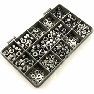 315 ASSORTED PIECE A2 STAINLESS M4 M5 M6 NYLOC, FULL NUTS & FORM A WASHERS KIT - Picture 1 of 2