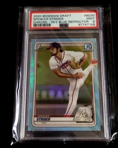 2020 Bowman Draft Spencer Strider 1st Bowman Chrome Sky Blue Refractor PSA 9 - Picture 1 of 2