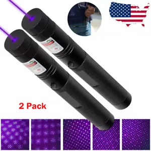 2X 405nm Purple Violet Laser Pointer Pen Visible Beam Light with battery+charger - Picture 1 of 7