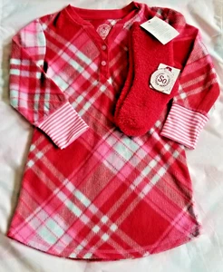 SO Red Plaid Cozy Fleece Christmas Nightgown & Socks Toddler Girl's Size 4 - NWT - Picture 1 of 10