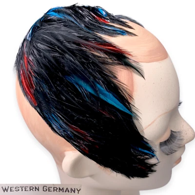 Vintage West Germany Black Blue Red Feather Juliette Headband Hat Pin Up - Image 1 of 4