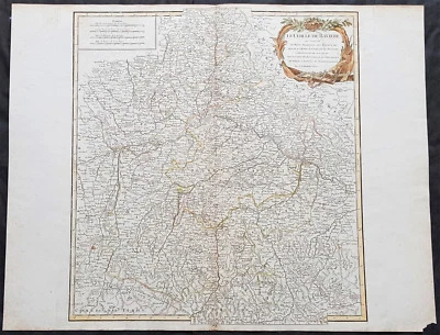 1757 Robert De Vaugondy Large Antique Map of Bavaria & River Danube, Germany - Image 1 of 2