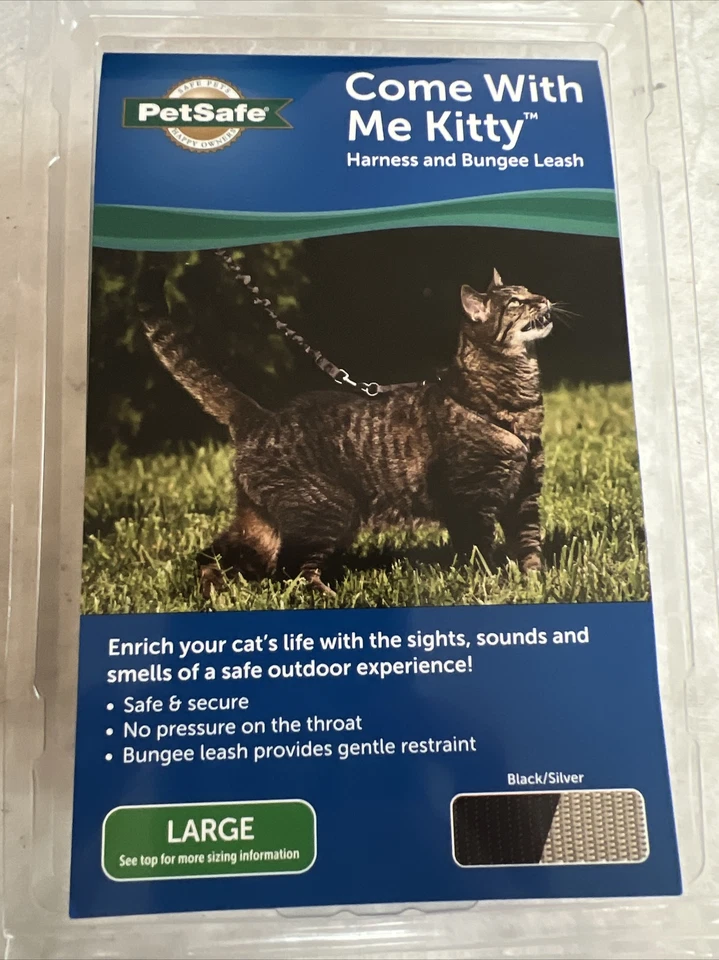 PetSafe Come With Me Kitty Cat Harness Outdoor Pet Leash Black Large 42165an